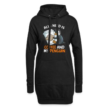 Tout ce dont j’ai besoin, c’est de café et de mon pingouin empereur pingouin - Sweat-shirt à capuche long Femme - noir - Devant