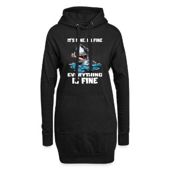 Drôle de dire requin, tout est bon, requin qui mange, - Sweat-shirt à capuche long Femme - noir - Devant