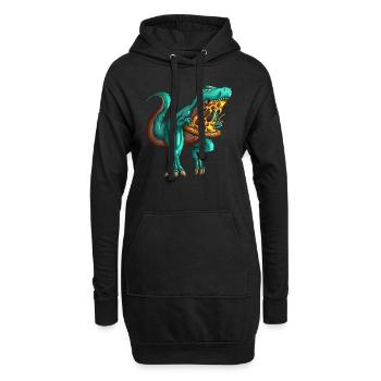 Pizza T-Rex Fastfood Fan Dinosaurier Liebhaber - Hoodie-Kleid - Schwarz - Vorne