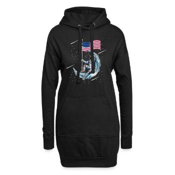Mondlandung USA Amerika Flagge Mond Weltraum Fan - Hoodie-Kleid - Schwarz - Vorne