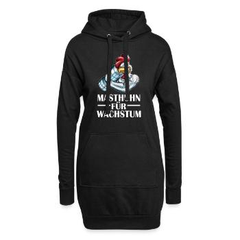 Chicken Masthuhn für Wachstum Bodybilder Hähnchen - Hoodie-Kleid - Schwarz - Vorne