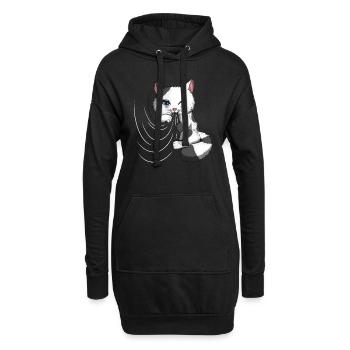 Rideau Mignon Gueule de Bois Joue Couverture Chat Propriétaire - Sweat-shirt à capuche long Femme - noir - Devant