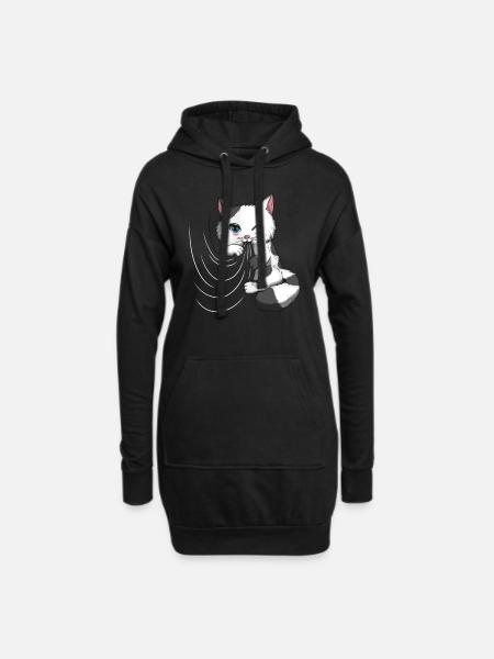 Vorhang Süßer Kater spielt Decke Katzenbesitzer - Hoodie-Kleid - Schwarz