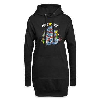 Tree Rex Dinosaurier Tyrannosaurus Rex Weihnachten - Hoodie-Kleid - Schwarz - Vorne
