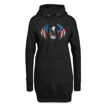Adler in amerikanischen Farben Flagge USA Amerika - Hoodie-Kleid - Schwarz - Vorne