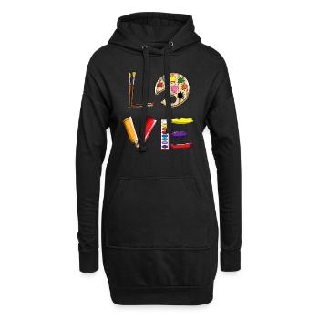 Zeichnen Kunstliebhaber Tuschkasten Pinsel Love - Hoodie-Kleid - Schwarz - Vorne