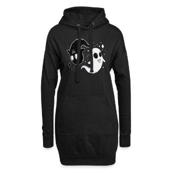 Ying Yang Enfants Fantôme Sorcière Heure Halloween - Sweat-shirt à capuche long Femme - noir - Devant