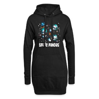 Space Pandas Raumschiff Planeten Asteroiden Medeor - Hoodie-Kleid - Schwarz - Vorne