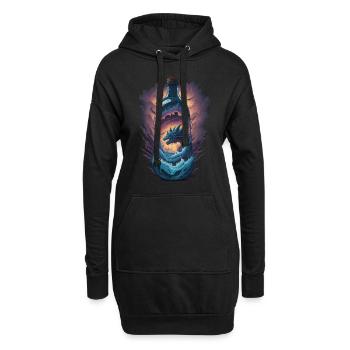 Bouteille Dragon - Sweat-shirt à capuche long Femme - noir - Devant