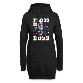 Drapeau des États-Unis Fil dentaire comme une chemise de vacances de chef - Sweat-shirt à capuche long Femme - noir - Devant
