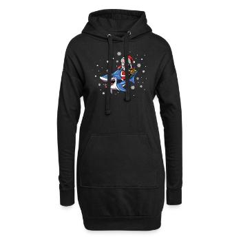 Cadeau de chapeau de Noël du Père Noël Rides Shark - Sweat-shirt à capuche long Femme - noir - Devant