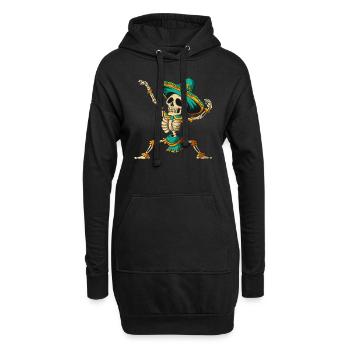 Squelette mexicain dansant dans le sombrero Halloween - Sweat-shirt à capuche long Femme - noir - Devant