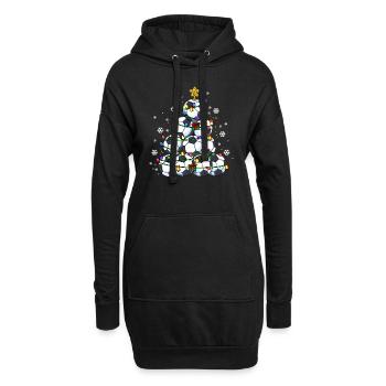Frohe Fußball Weihnachten Fußball Tannenbaum - Hoodie-Kleid - Schwarz - Vorne