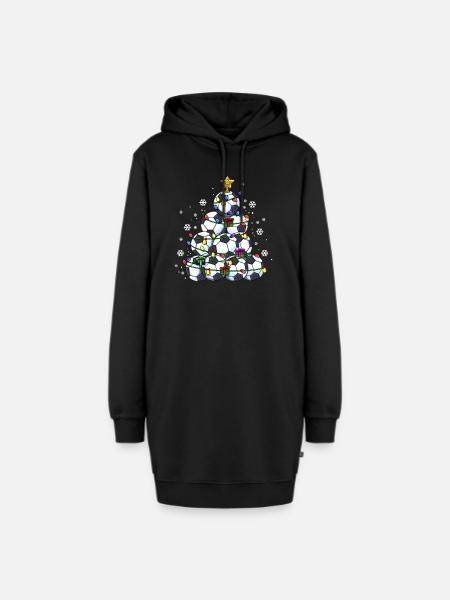 Frohe Fußball Weihnachten Fußball Tannenbaum - Hoodie-Kleid - Schwarz