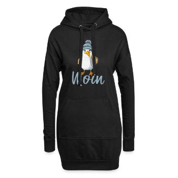 Mouette avec bonnet tricoté dit Moin Bas Allemand du Nord - Sweat-shirt à capuche long Femme - noir - Devant