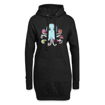 Süßes Tentakel achtarmig Oktopus Dessert Süßigkeit - Hoodie-Kleid - Schwarz - Vorne
