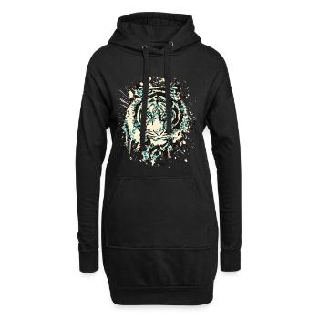 Tiger Katze - Vintage Grunge - Katzenauge Blau - Hoodie-Kleid - Schwarz - Vorne