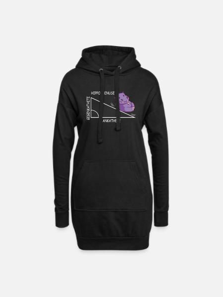 Lustiges Mathe Wortspiel Hippothenuse Nilpferd - Hoodie-Kleid - Schwarz