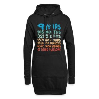 9 Years Months Days Being Awesome 9. Geburtstag - Hoodie-Kleid - Schwarz - Vorne