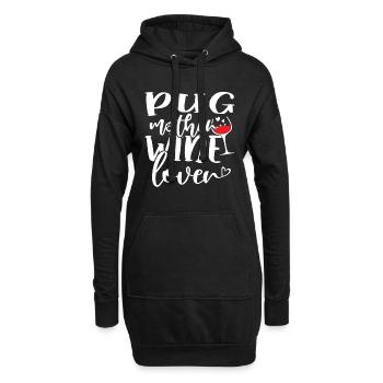 Wine Lover PUG Mother - Hoodie-Kleid - Schwarz - Vorne