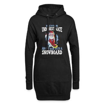 Never Underestimate An Old Man With A Snowboard - Hoodie-Kleid - Schwarz - Vorne