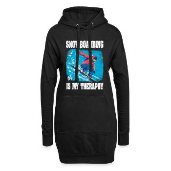 Snowboarding Is My Therapy Snowboarding - Hoodie-Kleid - Schwarz - Vorne