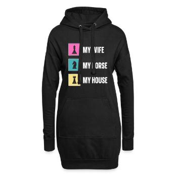 My Wife My Horse My House lustiges Schach - Hoodie-Kleid - Schwarz - Vorne