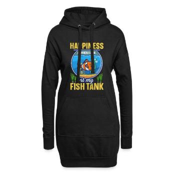 Le bonheur, c’est quand je regarde mon aquarium - Sweat-shirt à capuche long Femme - noir - Devant