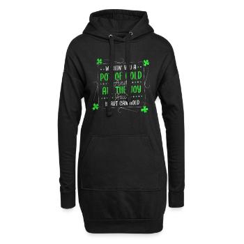 Je vous souhaite un pot d’or Saint-Patrick - Sweat-shirt à capuche long Femme - noir - Devant