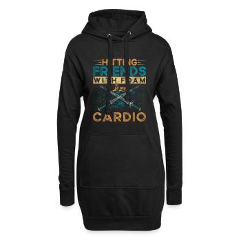 Hitting Friends With Foam Is My Cardio Rollenspiel - Hoodie-Kleid - Schwarz - Vorne