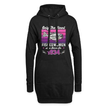 Pêcheuses nées en 1934 pour le 89e anniversaire d’un pêcheur - Sweat-shirt à capuche long Femme - noir - Devant