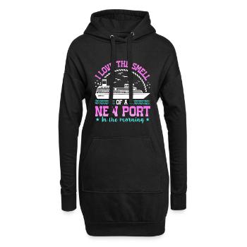 L’odeur d’un nouveau port dans la croisière en bateau du matin - Sweat-shirt à capuche long Femme - noir - Devant