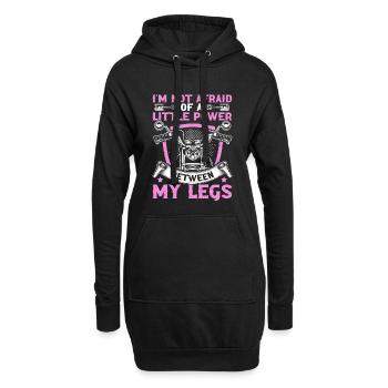 Je n’ai pas peur d’un peu de puissance entre mes jambes - Sweat-shirt à capuche long Femme - noir - Devant
