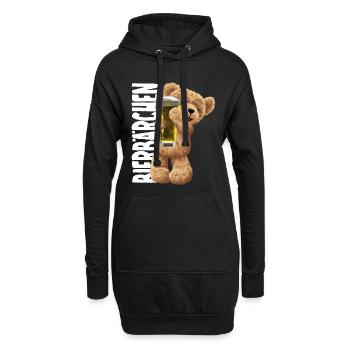 Bierliebendes Plüschbär Motiv Bierfreund - Hoodie-Kleid - Schwarz - Vorne