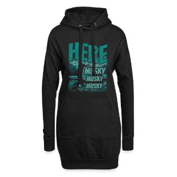 Ici Musky Musky Musky Pêche musquée - Sweat-shirt à capuche long Femme - noir - Devant