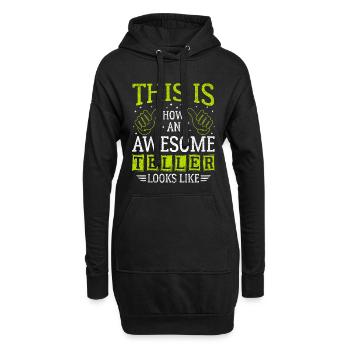 Drôle de dicton assiette géniale - Sweat-shirt à capuche long Femme - noir - Devant