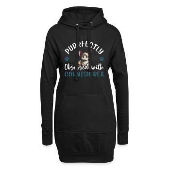 Obsédé par le Cornish Rex - Sweat-shirt à capuche long Femme - noir - Devant