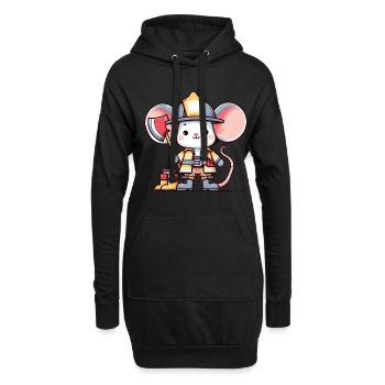 Souris mignonne pompier - Sweat-shirt à capuche long Femme - noir - Devant
