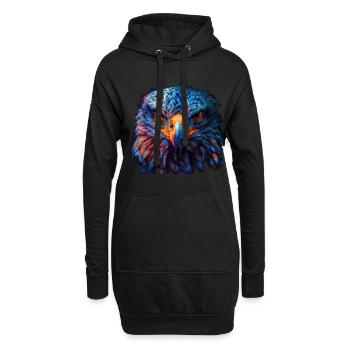 Aigle rouge et bleu : art animalier féroce et vif - Sweat-shirt à capuche long Femme - noir - Devant