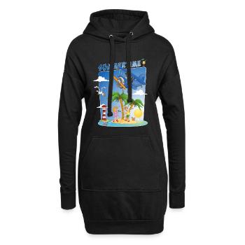 Buntes und fröhliches Sommerbild - Hoodie-Kleid - Schwarz - Vorne