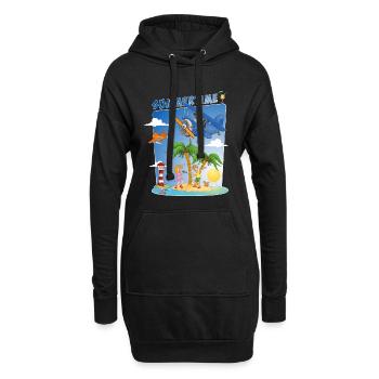 Sonne, Meer, Strand, Plane, Palmen, Insel - Hoodie-Kleid - Schwarz - Vorne