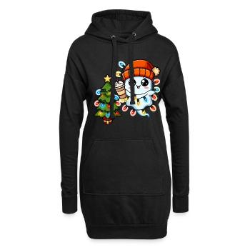 Weihnachtsgeist Lichterkette Weihnachtsbaum - Hoodie-Kleid - Schwarz - Vorne