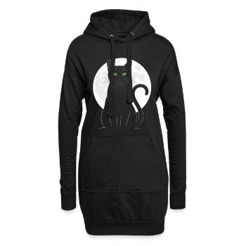 Schwarze Katze Vollmond mystisch für Katzenfans - Hoodie-Kleid - Schwarz - Vorne