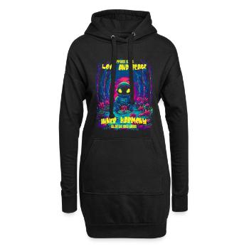 Astronaute au néon cosmique dans la forêt - Sweat-shirt à capuche long Femme - noir - Devant