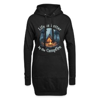 La vie est meilleure près du feu de camp - Sweat-shirt à capuche long Femme - noir - Devant