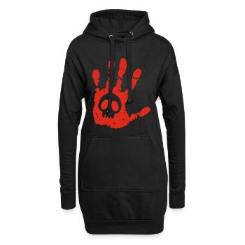Schädel und blutiger Fußabdruck - Hoodie-Kleid - Schwarz - Vorne