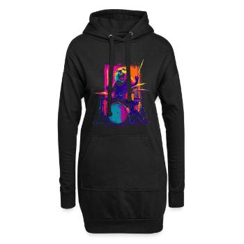 Murmeltier am Schlagzeug - Rock Drummer Geschenk - Hoodie-Kleid - Schwarz - Vorne