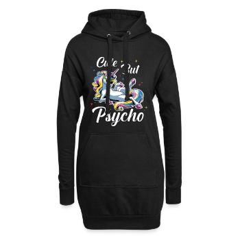 Cute Psycho Unicorn - Hoodie Dress - black - Front