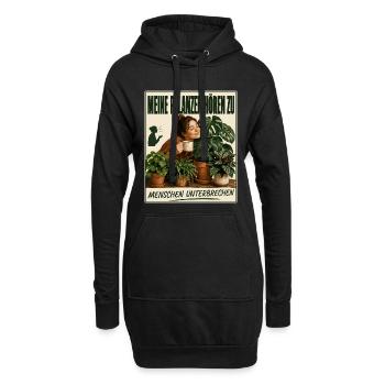 Meine Pflanzen hören zu, Menschen unterbrechen - Hoodie-Kleid - Schwarz - Vorne