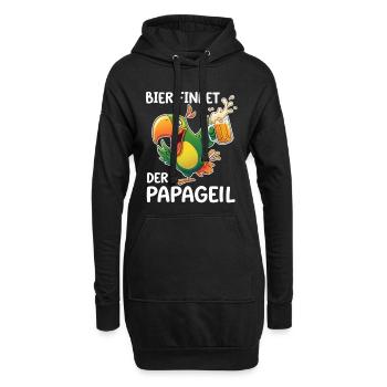 Bier findet der Papa geil – Papagei Shirt - Hoodie-Kleid - Schwarz - Vorne